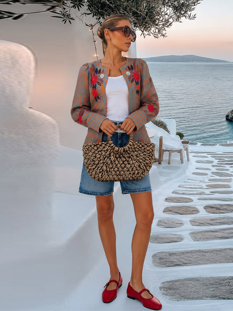 Giacca Ricamata a Righe con Fi - Winter Clothing Women'S recensione e prezzo